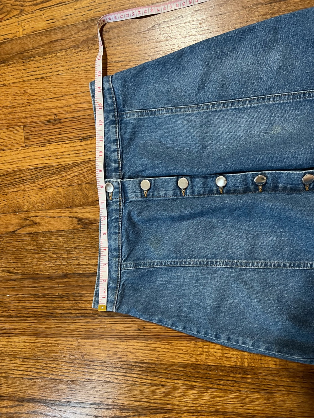 H&M Blue Button-Front Denim Mini Skirt